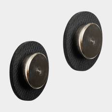 Magnetkrokar Silwy Magnetic Pins Smart, silver, 2-pack + svarta självhäftande magnetplattor Ø5 cm