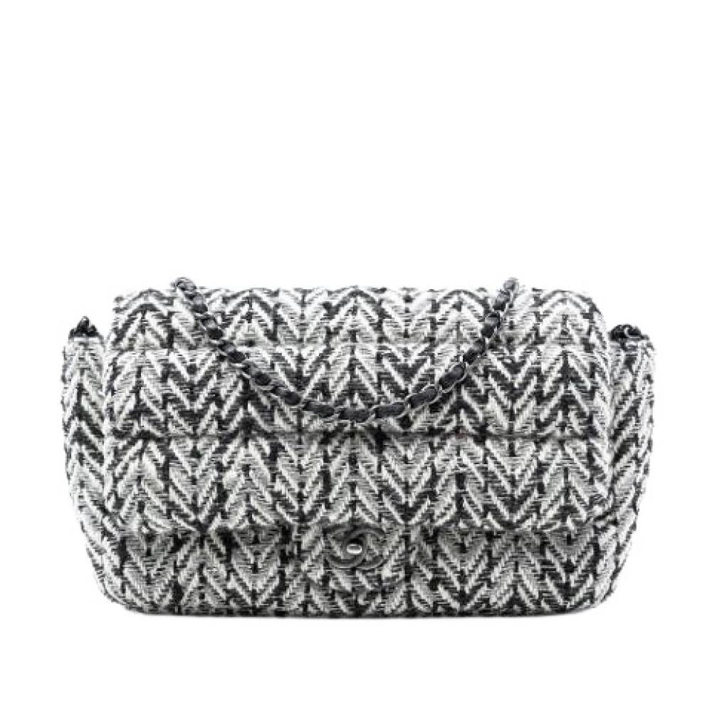 Chanel Vintage Pre-owned Classic Flap Skuldertaske - Vintage - Dame - Grå - ONE SIZE - Uld