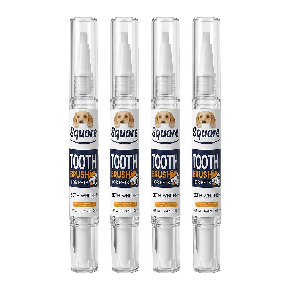 4pcs Pet Teeth Whitening Cleaning Pen Set, Botanical Formula Without Hydrogen Peroxide, Non-damaging To Pet Gums, Brushless Pet Dental Pen