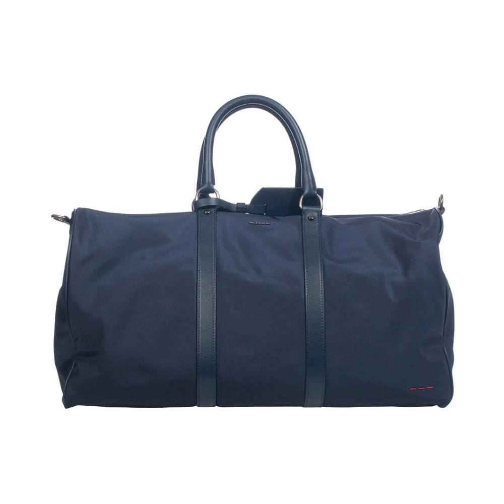 Kiton - Blå Nylon Duffleväska med Läderdetaljer Väskor - Herr - ONE Size - Läder