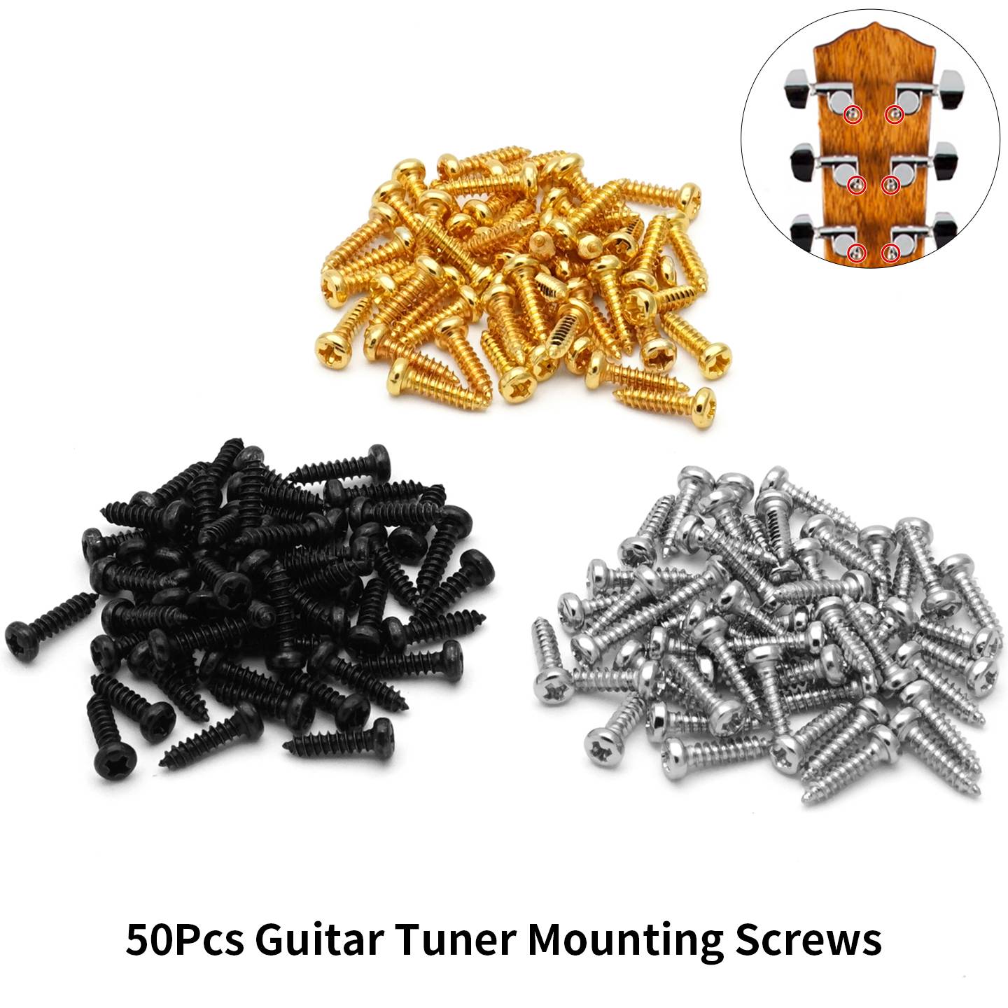 50pcs Guitar String Tuning Peg Mounting Screws Machine Heads Guitar Tuner Mounting Screws For Acoustic/Electric Guitar/Bass