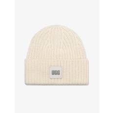 UGG - W Chunky Rib Beanie - Off white ribbstickad mössa - Nimbus