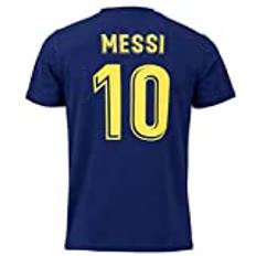 FC Barcelona Morefootballs – Officiell Lionel Messi t-shirt för barn – 2020/2021–152 – FCB kortärmad skjorta med Messi nummer 10 – fotbollströja, marinblå