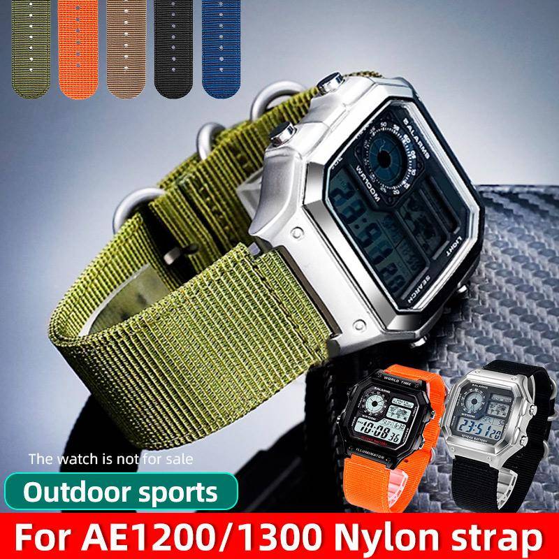 Nylonduk Klockarmband För Casio AE1200 AE1300 A158W/A159 A168 W-218H DW-H5600 Rem konvex öppning Herr Utomhussporter Armband