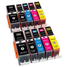 ESMOnline 10 komp. XL Tintenpatronen als Ersatz zu Canon PGI-520 / CLI-521 PGI520 CLI521 für Canon Pixma iP3600 iP4600 iP4700 MP540 MP550 MP560 MP620 MP630 MP640 MP980 MP990 MX860 MX870 (10er Set)