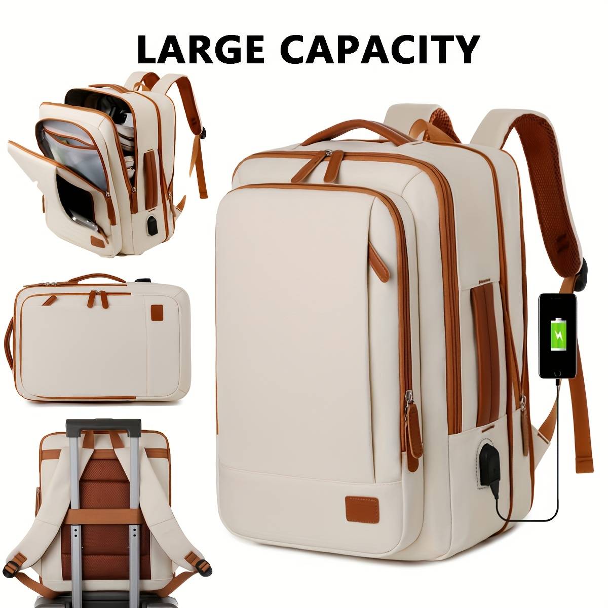 Women's Backpack, 1pc, Fashionable Color-block Large Capacity School Bag For Men And Women, Casual Travel Backpack With Wet-dry , Height 17.3 Inches * Length 12.6 Inches * Width 7 Inches