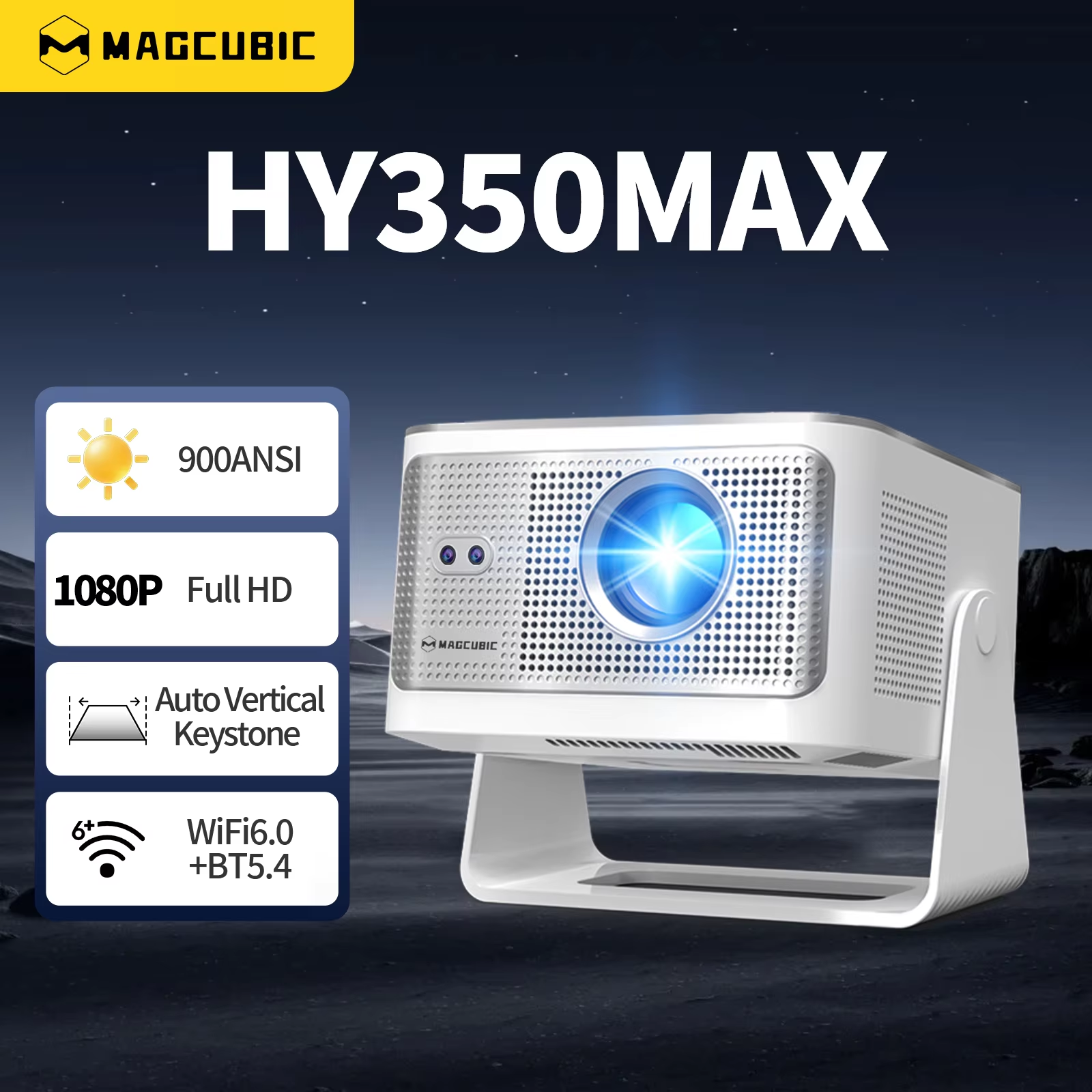 Magcubic  Portable Projector HY350Max Projector Home Projector Android 14 900ANSI Projector Auto Focus 8K Native Full HD Support