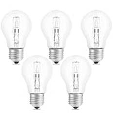 Morotty ES E27 Halogenlampa glödlampor dimbar varm vit 2700 K, A55-form E27 Edison skruvglödlampa, 570 LM AC 220-240 V för takfläkt ljuskrona, 5-pack