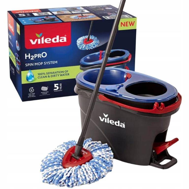 Vileda H2prO Svingmopp Set med Hink, Smutsigt & Rent Vattenbehållare