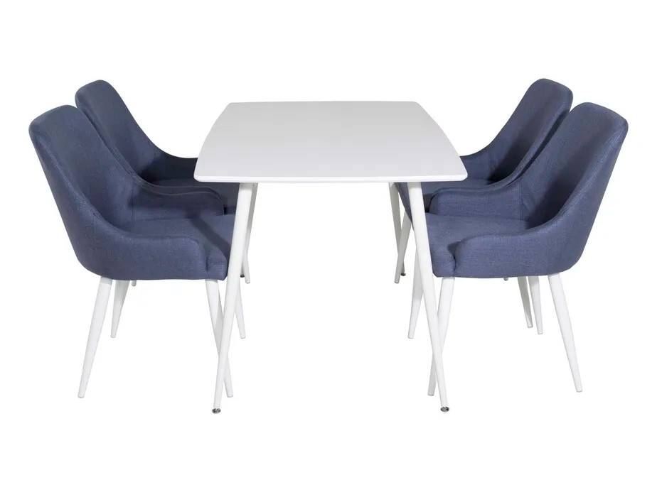 Venture Design Polar & Plaza matgrupp Vit/blå 4 st stolar & bord 120 x 80 cm