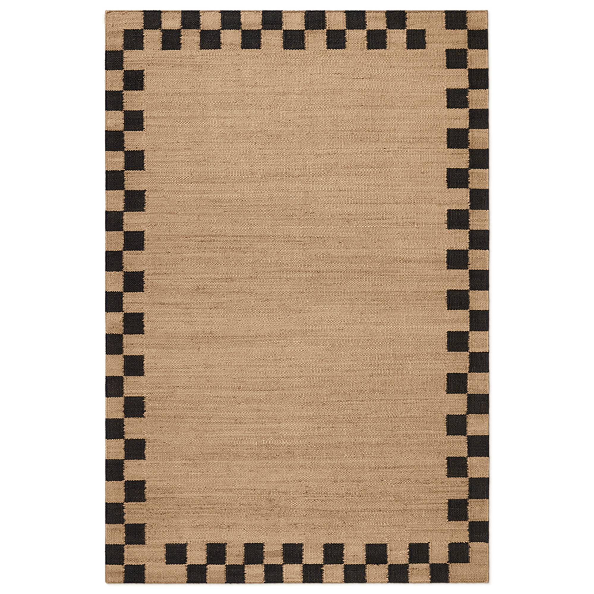 Nordic Knots - Jute Border Black 300x400 cm - Mønstrede tæpper - Sort - Tekstilmateriale