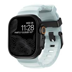 Nomad Apple Watch Series 10 46mm Rocky Point Band Icy Blue Glow (Black Hardware) - Limited edition