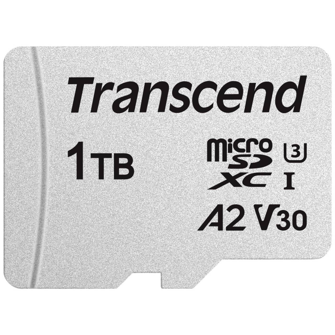 Transcend TS1TUSD300S-A MicroSD-kort Retail 1 TB UHS-I, Class 10, v30 Video Speed Class, A1 Application Performance Class, A2 Application Performance Class