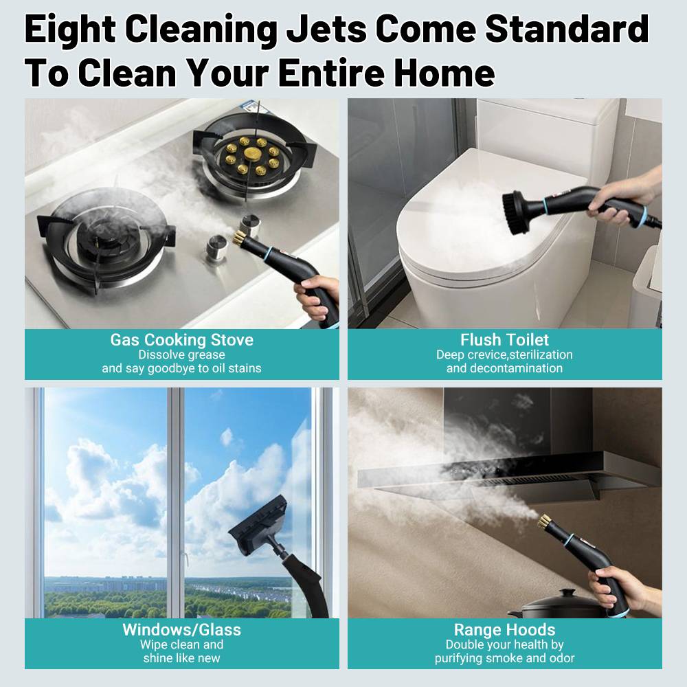 Podofo 2500W Steam Cleaner 4Bar Pressure 105°C High Temperature Handheld Pressurized Steam Cleaning Machine 6-Speed Adjustable 1250ml Large Tank for Home Kitchen Car Tile Floor Window Furniture