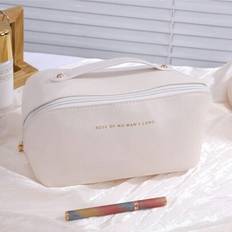 Fashion PU Pillow Cosmetic Bag, Portable Travel Organizer Bag, Large Capacity Waterproof Makeup Bag With Compartment, Suitable For Sharing Toiletries - White