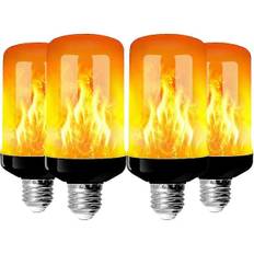 4-pak E27 Lyspærer med Flammeffekt 4W Base LED Flammeffektlamper 4 Belysningstilstande Dekorative Indendørslamper til Hjem Have Fest
