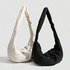 1 st unisex croissantformad axelväska - canvas dumplingväska - rymlig casual sportväska för vardagsbruk - Multifärgad (svart,Vit)