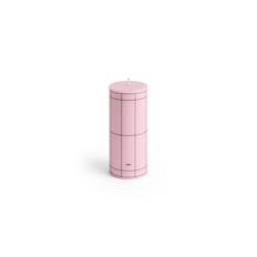 Column Candle Small Light Pink w. Bordeaux Grid