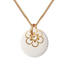 Necklace Flora gold with white porcelain pendant. Gold plated. Scherning Copenhagen