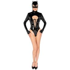 Sort Level Vinyl Body Catsuit - Black - L