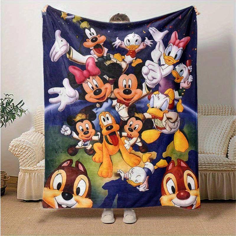 1 st, Disney Klassiska Karaktärer Pläd Perfekt för Heminredning, Sofföverdrag, Utomhusbruk, Gåvor, Resor gray