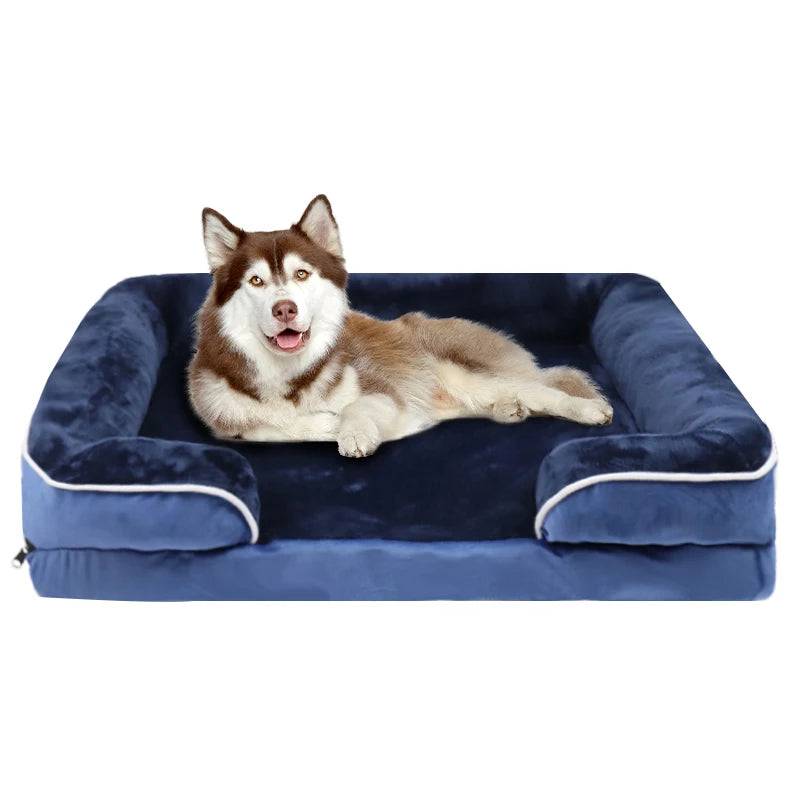Extra Large Orthopedic Dog Sofa Bed with Washable Removable Cover - Blue / XXL (XXL)