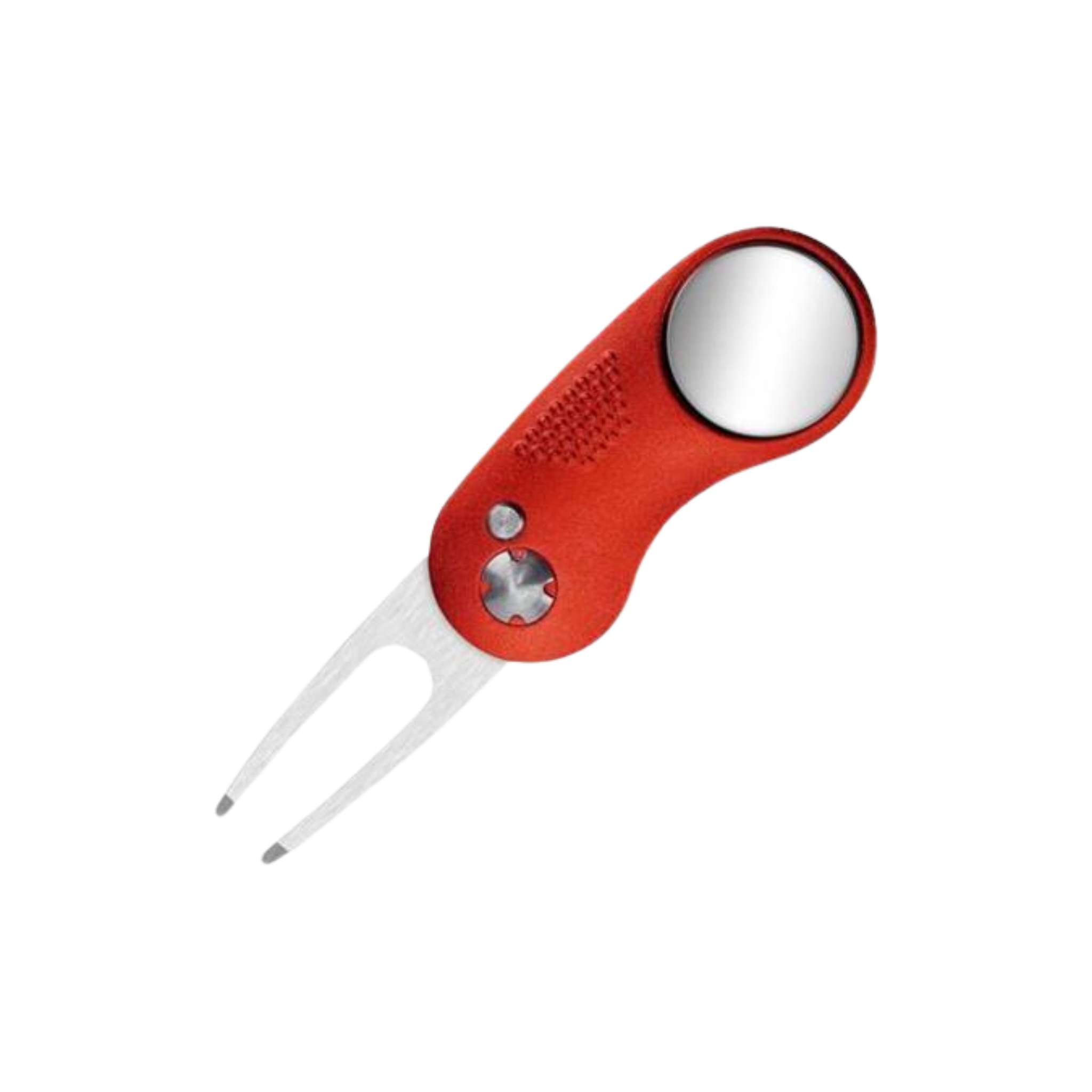 Divot Tool - Foldable green fork with customizable ball marker - Red