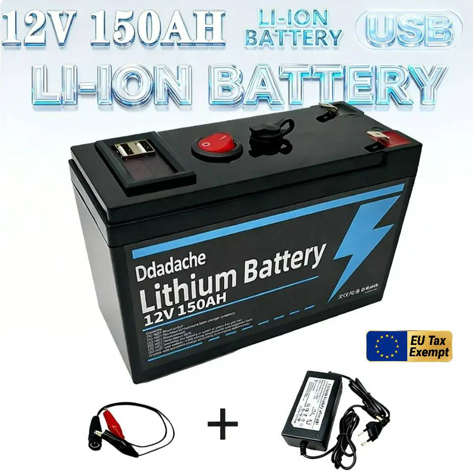 🎁12V 150Ah Lithium LiFePO4 Deep 4000 Cycles Battery Rechargeable Battery for Solar/Wind Power,Small UPS,Lighting,Power Wheels