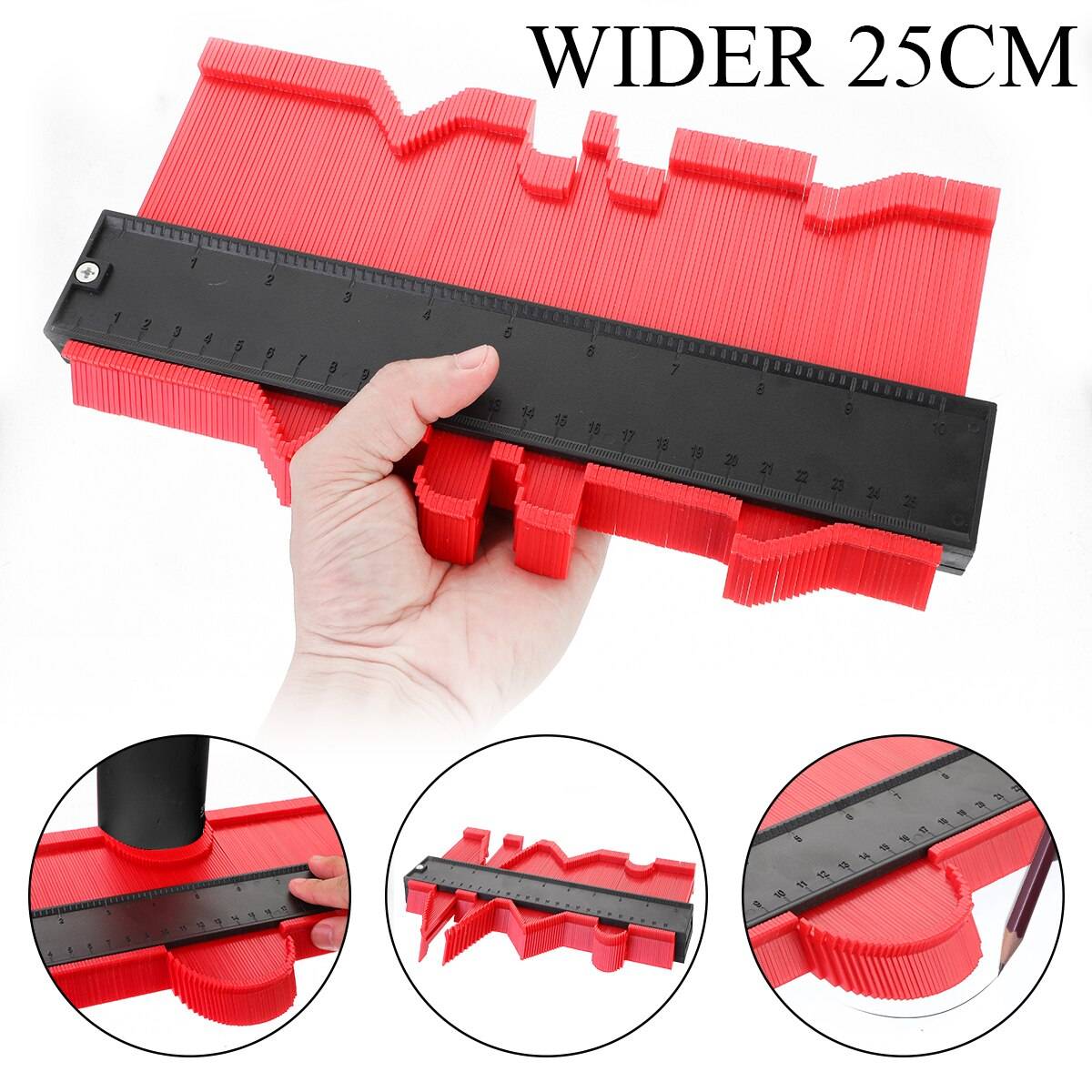 Konturmätare duplicering profil mätverktyg djup duplicering kopia kakel laminat trä multifunktion oregelbunden plastmätare - 25cm bredare