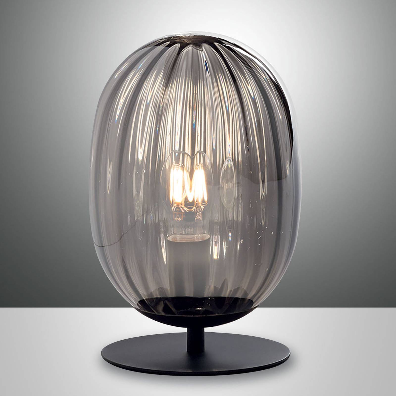Fabas Luce Bordslampa Infinity, Aluminium / grå / zink, Vardagsrum / matsal, Glas, Modern, Bordslampa
