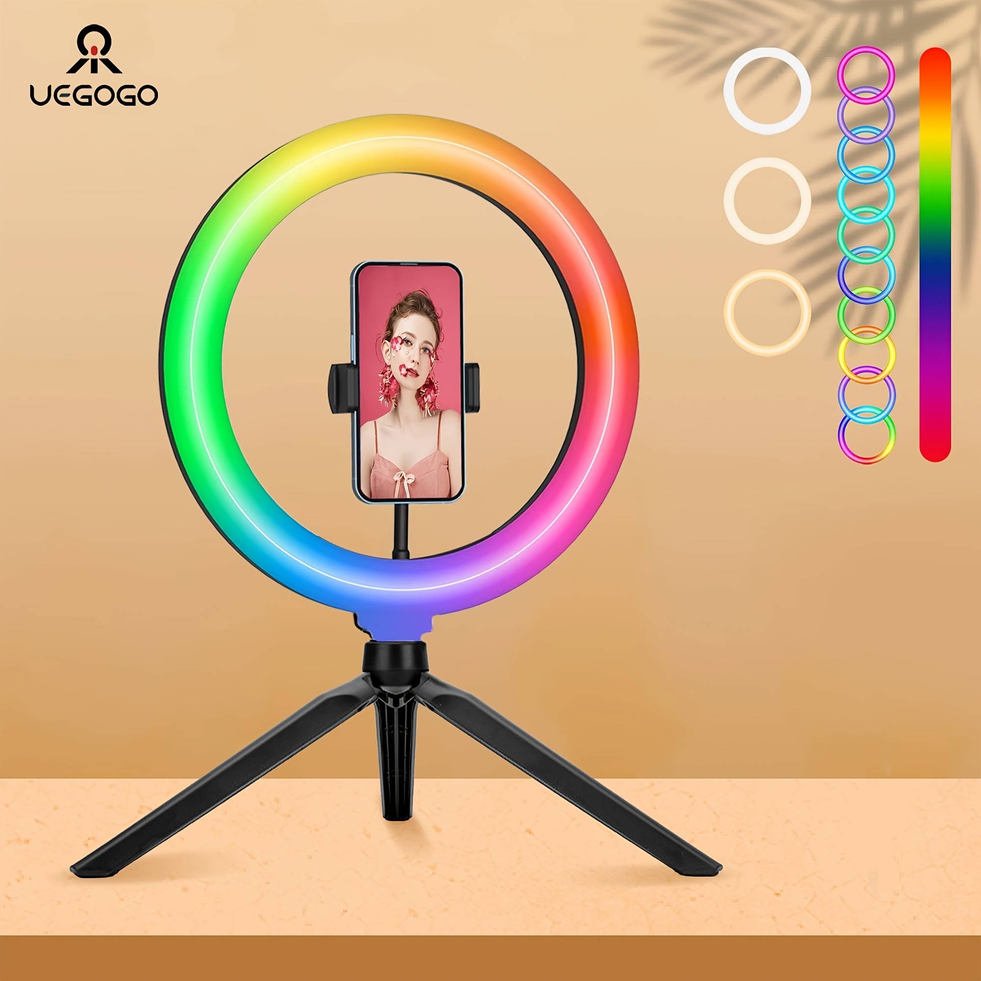 10 Inch Rgb Selfie Desktop Ring Light Kit - Range, Dimmable/speed , Tripod, Phone Clip/holder, For Video, Photography, Selfie, Vlog, Live Streamer