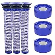 Filter för Dyson V8 V7 ersättningsfilter och förfilter för Dyson V8 V7 Animal Motorhead Absolute Cordless dammsugare, 3 eftermotorfilter och 3 förfilter, ersättningsfilter reservdelar tillbehör med