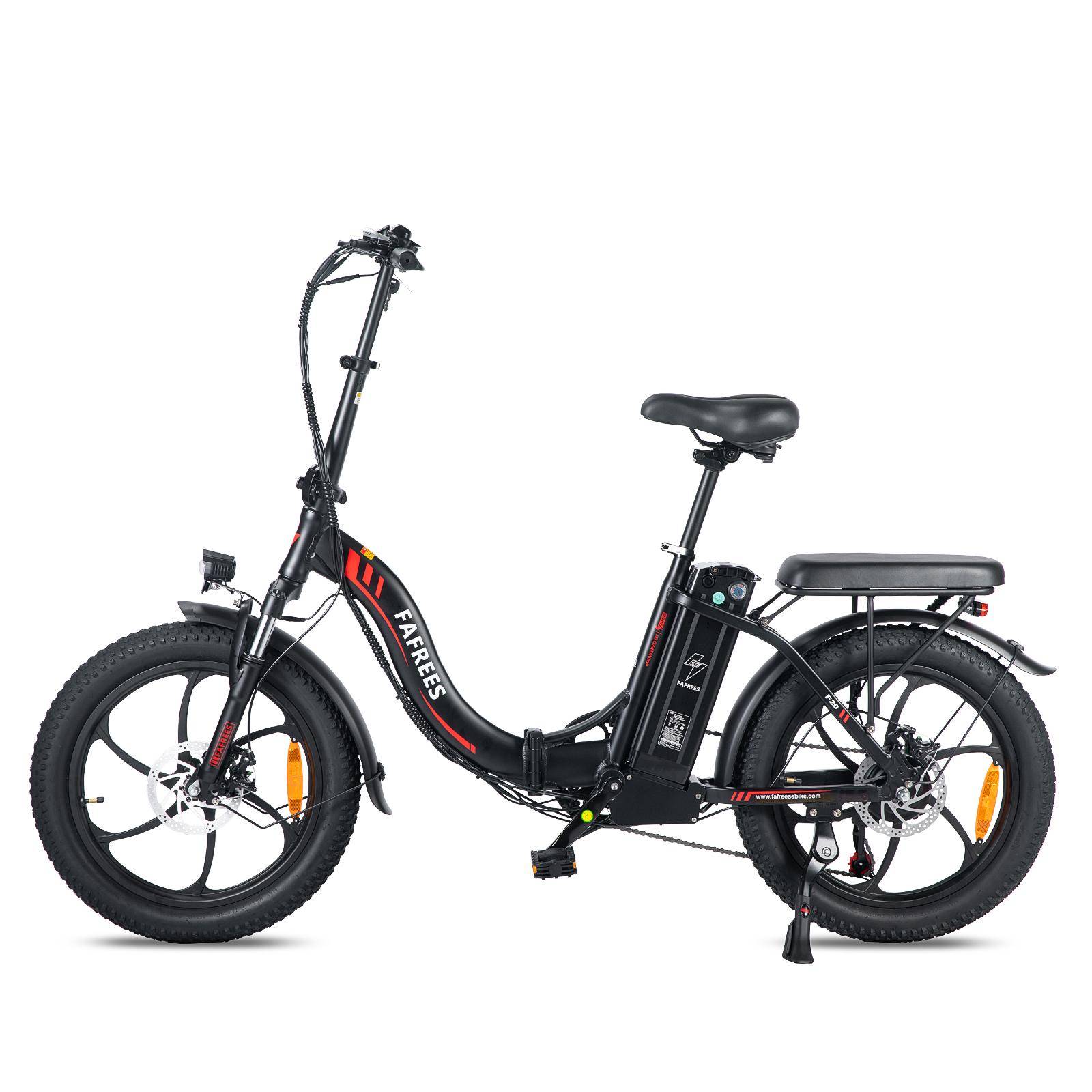 FAFREES F20 Elcykel 36V 16Ah Avtagbart Batteri, 250W Motor, 80-100KM Räckvidd, 20*3.0 Tums Fat Tire E-bike 36V 16Ah svart