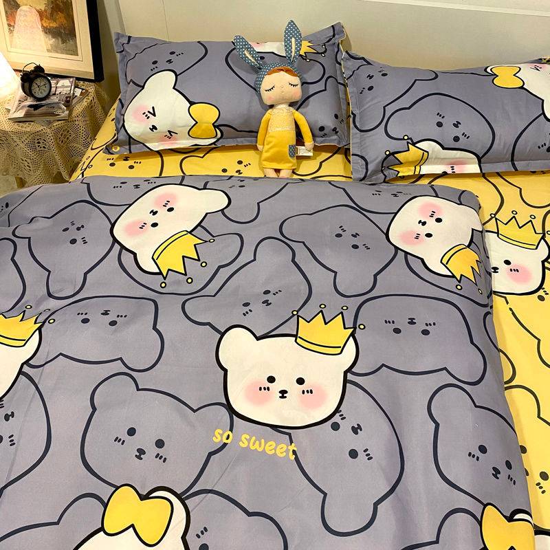Three-Piece Set Of Single Bed Sheets In Student Dormitory - Happy Friends / 2.0m fourpiece suit does not (2.0m fourpiece suit does not)