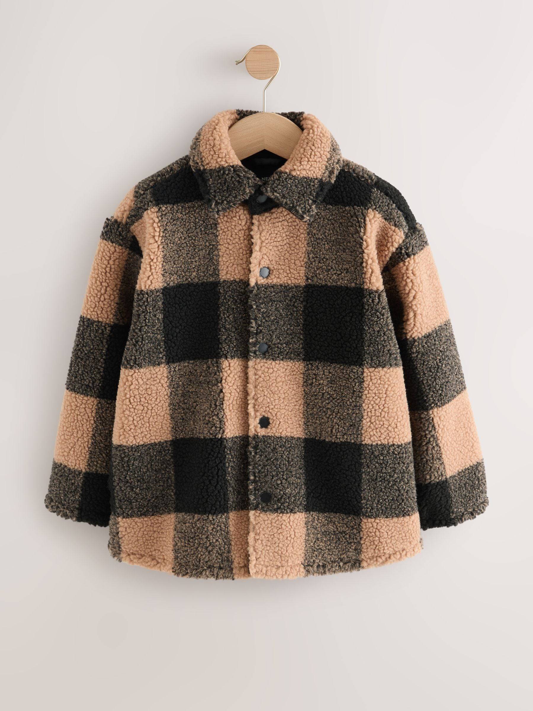 Next Black/Tan Buffalo Borg Fleece Check Shacket (3-16yrs)