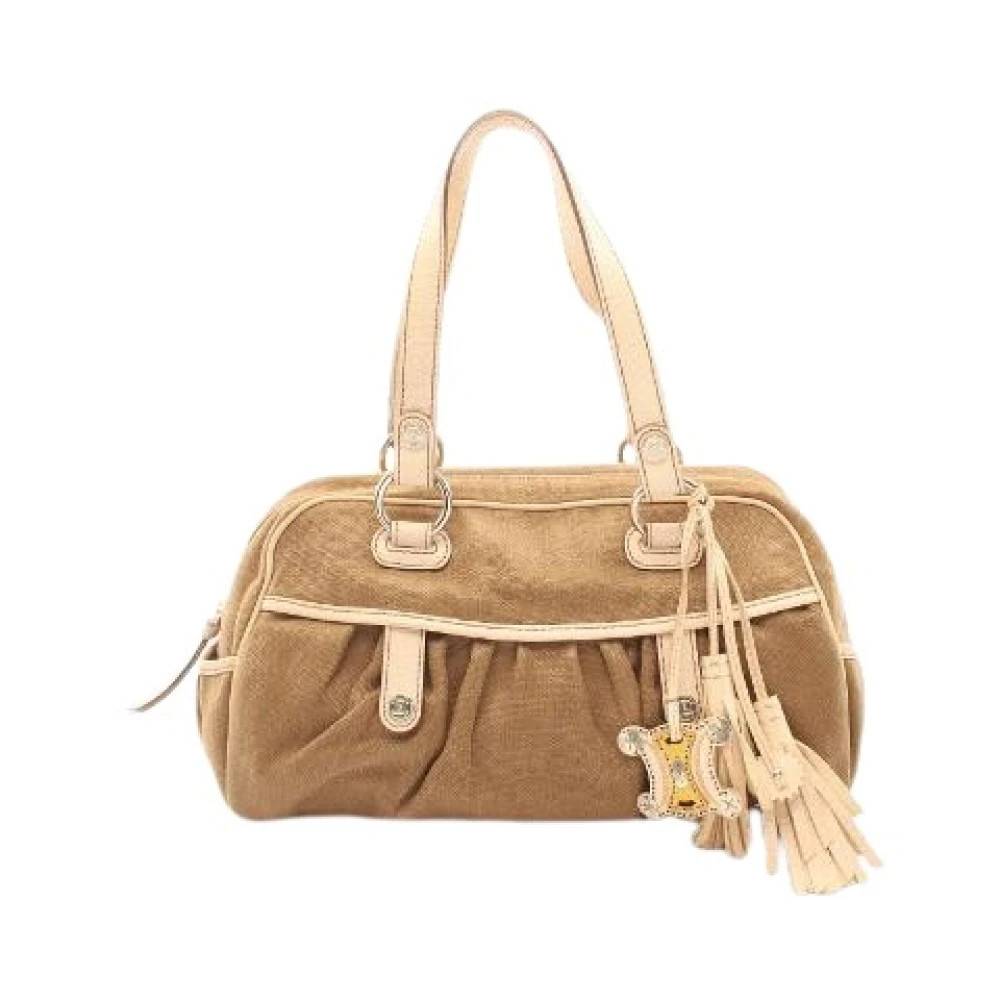 Celine Vintage Pre-owned Macadam Canvas Læder Håndtaske - Vintage - Dame - Brun - ONE SIZE - Læder