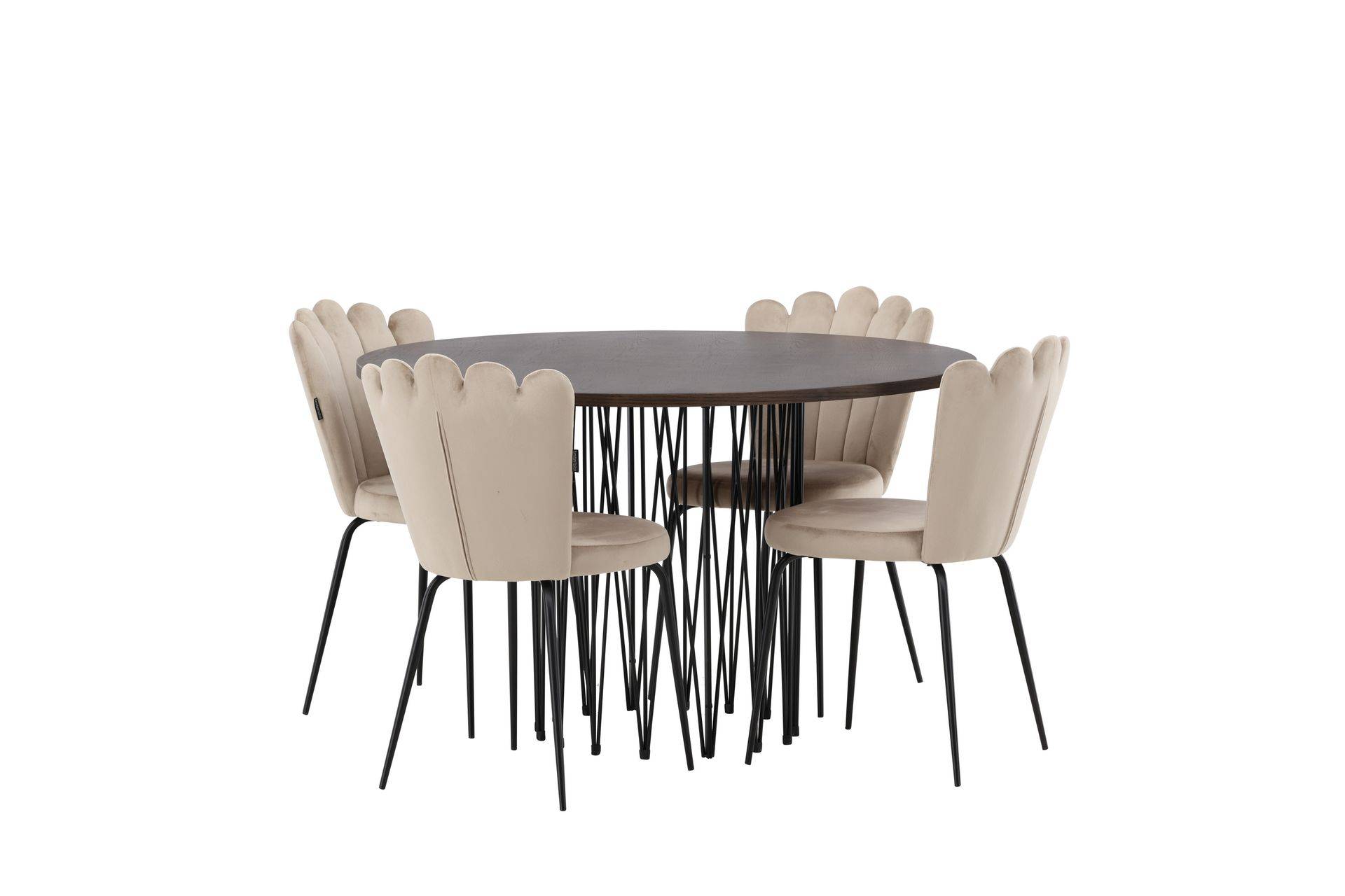 Matgrupp Alismo 120 cm Rund med 4 Limhamn stolar - Beige Brun,Beige Venture Home