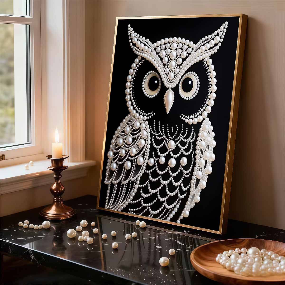 Gör-det-själv Uggla Diamantkonst Kit Utan Ram 35x45cm Ädelstenskonst Diamantmålning Kit för Vuxna/Nybörjare Presentidé Hemväggdekor