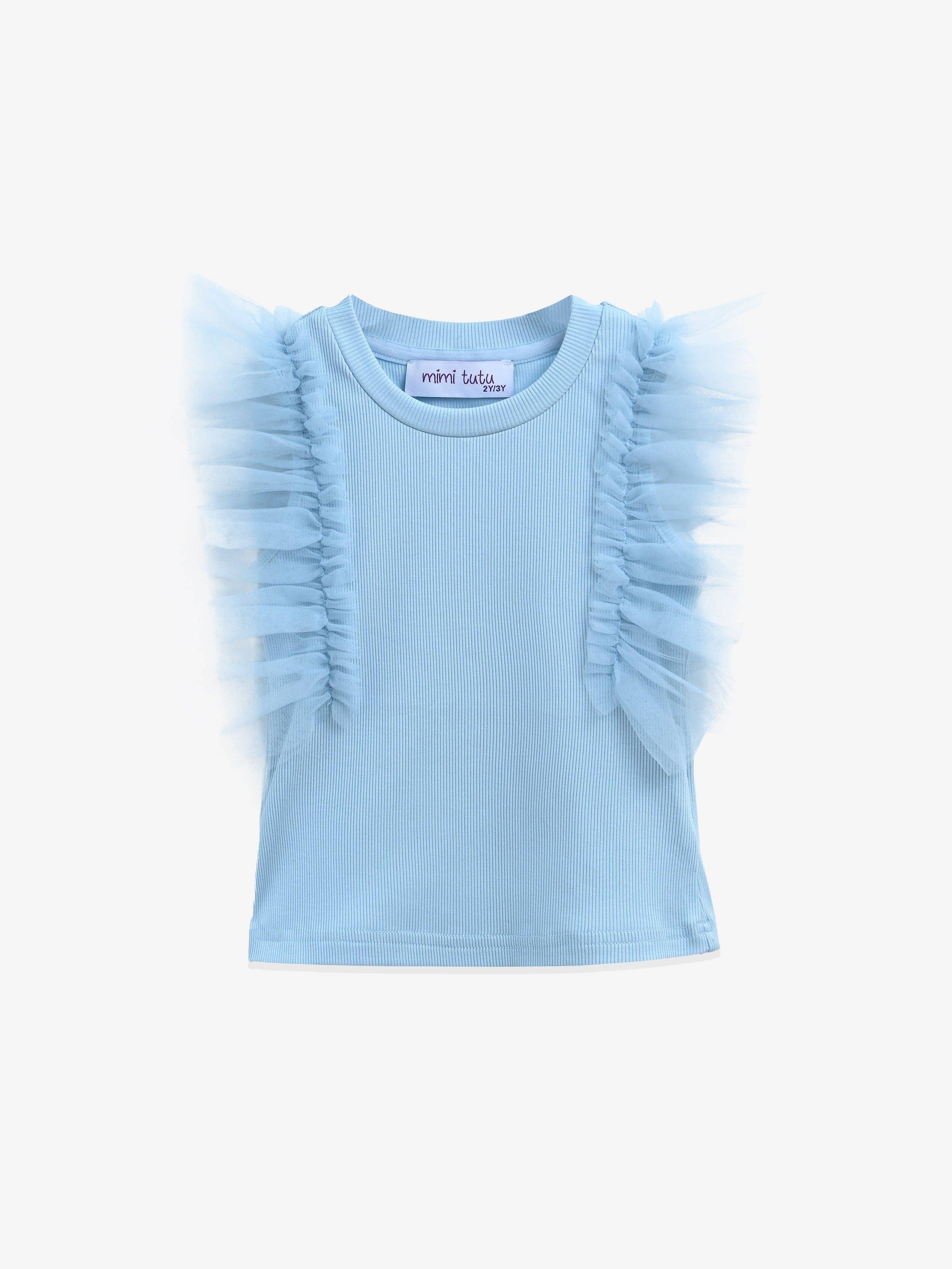 Blue Tulle Frill T-Shirt - Blue / 3Y/4Y (3Y/4Y)