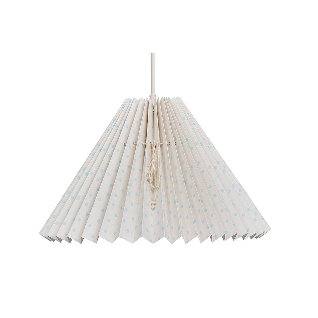 Pink Rose Loftslampe m foldet skærm i papir - 32 cm - Beige m. lyseblå prikker