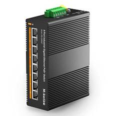 MokerLink 8 Ports Gigabit PoE Switch Industrial Ethernet auf DIN-Schiene, Stromversorgung PoE+ 96W, Schaltleistung 16 Gbit/s, Netzwerk Nicht verwaltet mit IP40 (-40 bis 185 °F), mit Netzteil