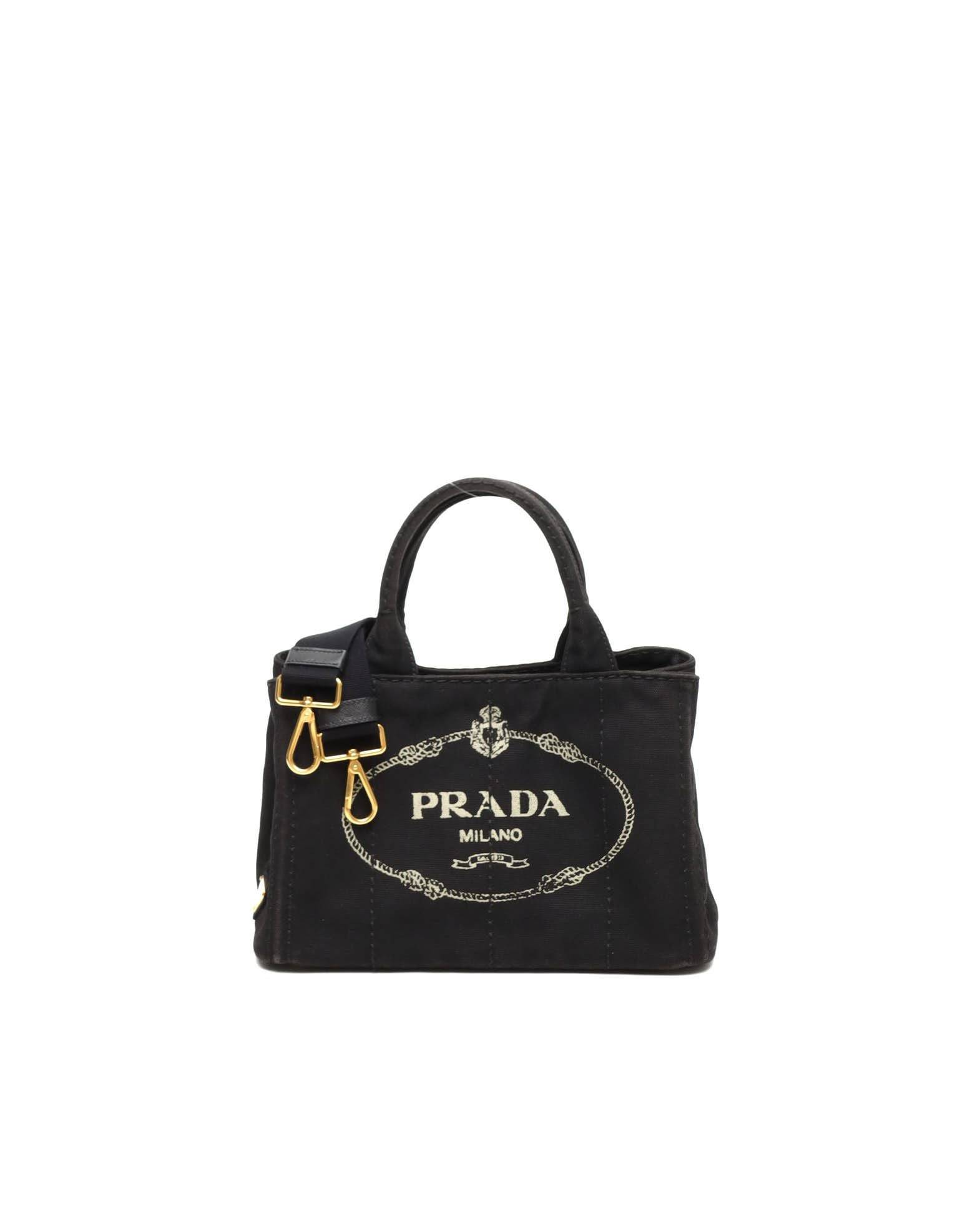 Prada Small Canapa Tote Bag - Black (One Size)
