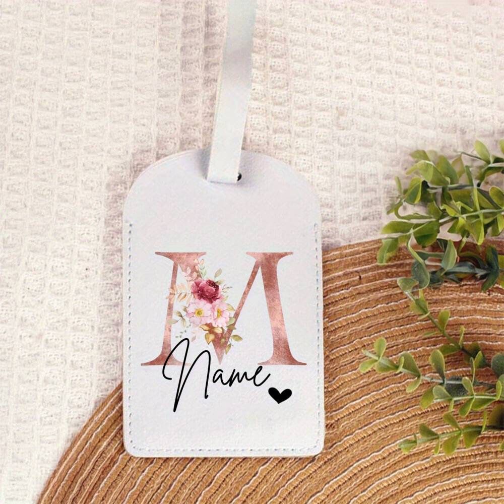 Personalized Pu Luggage Tag, Fashion Print Monogram Luggage Tag, Custom Name Luggage Tag, Portable Label Travel Accessories, Party Favors