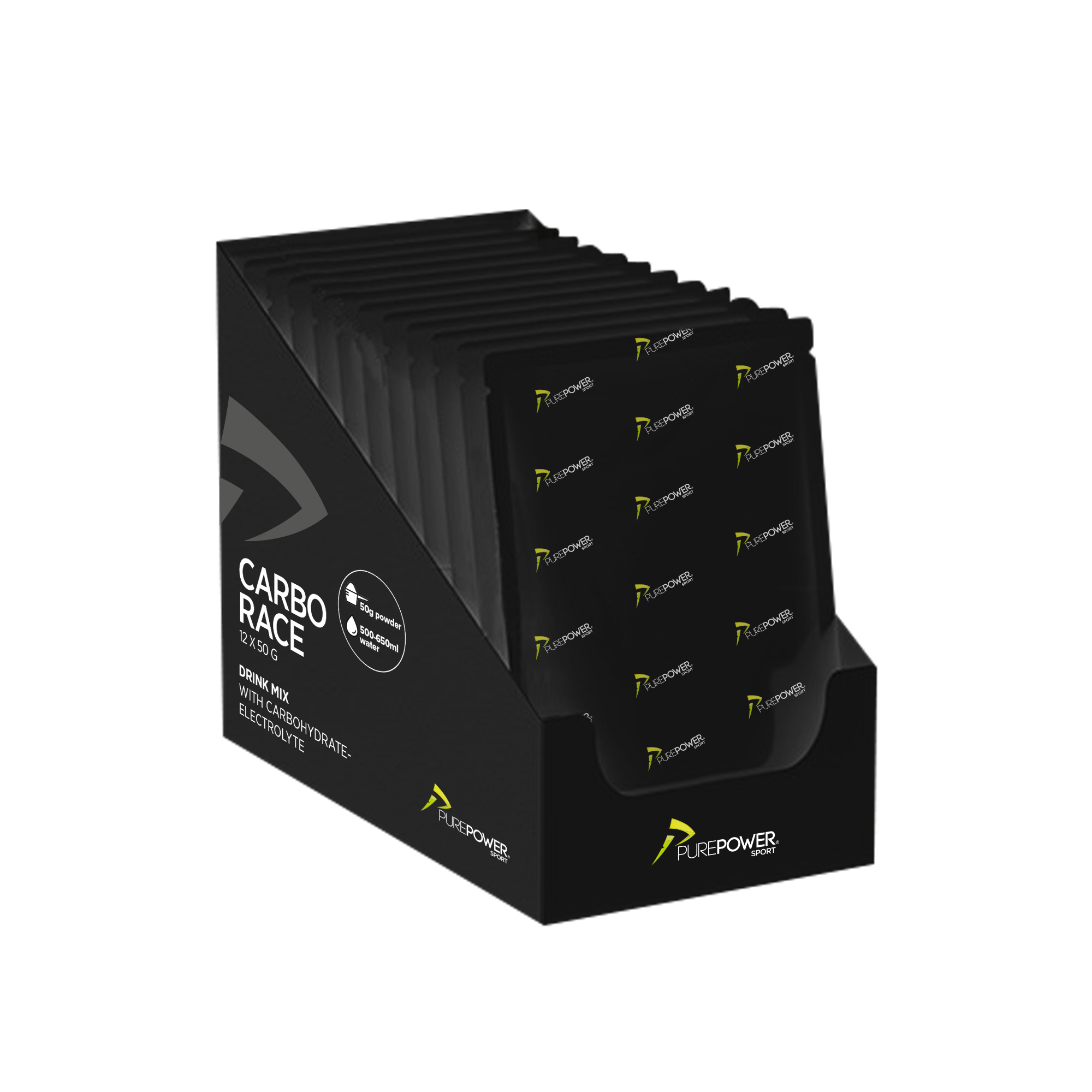 PurePower Carbo Race Elektrolyt Blåbær 12 x 50 g - Energipulver.