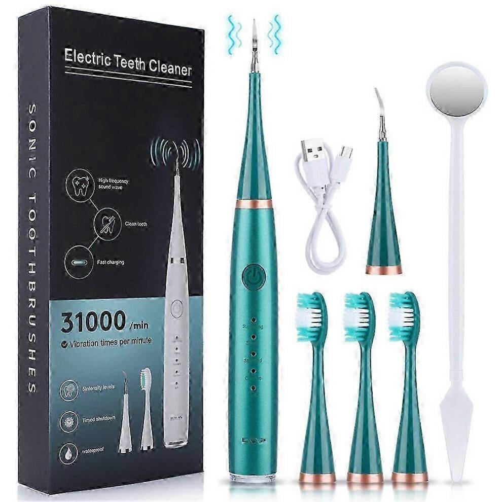 (green) Electric Ultrasonic Dental Calculus Remover, Teeth Cleaner and Whitening Scaler for Tartar Removal, Plaque Remover for Dental Cleaning.