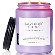 M&SENSE doftljus stora doftljus för spa bad yoga Lavendel citrusljus 550g 110 H bränntid sojaljus för hemmet doftande stresslindring aromaterapi ljusgåvor till mamma vänner lärare