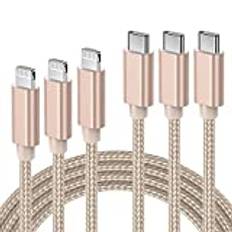 Quntis USB C to Lightning Cable, MFi Certified, 3 Pack 1M 2m + 3m Nylon Power Delivery Type C Fast Charging Cable, Compatible with iPhone 12/11 Pro Max X XR XS 8 Plus iPad
