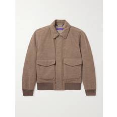 Ralph Lauren Purple Label - Deshler Brushed Wool-Blend Flannel Bomber Jacket - Men - Brown - XL