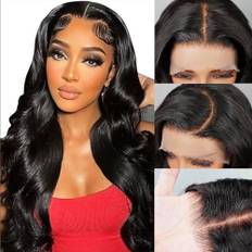 MegaLook Body Wave 13x4 Lace Front Wigs Human Hair 200% Denisty Brazilian Human Hair Pre Plucked with Baby Hair for Women Wear and Go Glueless Wigs Natural Black Color 24 Inch