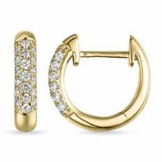 12 mm diamant creoler i 14 karat guld med diamant